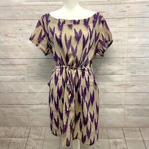 Anthropologie Purple and Tan Dress